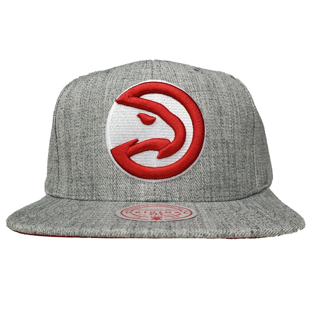Atlanta Hawks Mitchell & Ness NBA Snapback Hat Cap 3D Logo Heather Gray NWT